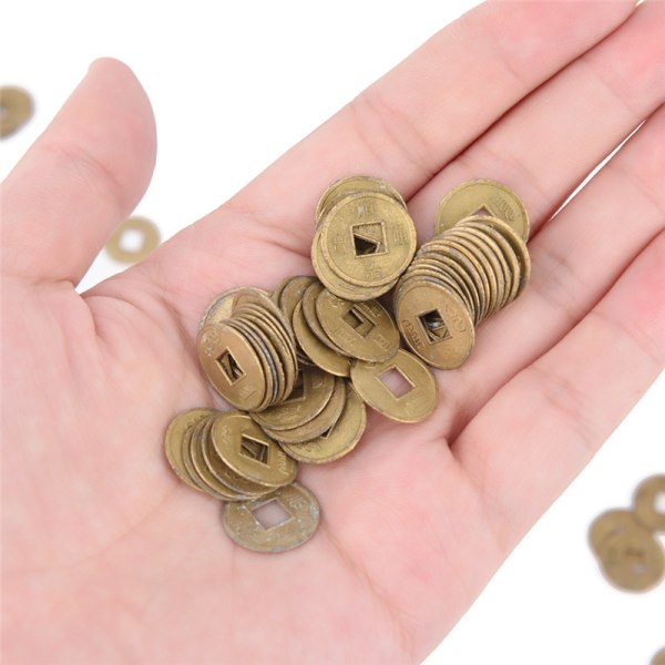 100 st Mini 10 Mm Feng Shui Lucky Coins Zinklegering Qing Dynas