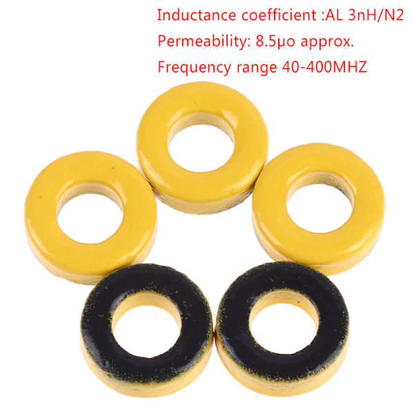 T37-6 Järnpulverkärnor 9,5*5,2*3,3mm AL3,0nH/N2 8,5uo Ferrit 0ne size