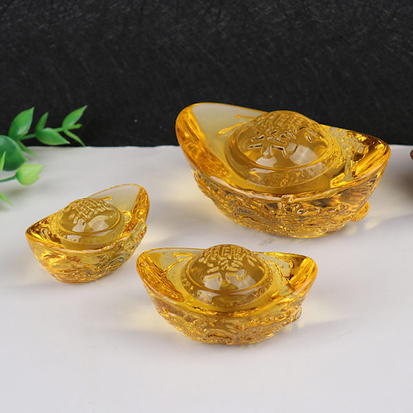 Feng Shui Yuan Bao Dragon Pattern Ingot Lucky Blessing Hem Eller 6cm
