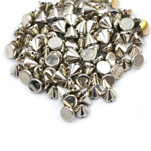 100 Styck 10 mm Dubb Rund Spike Nit Craft Bag Läder DIY Craft Silver