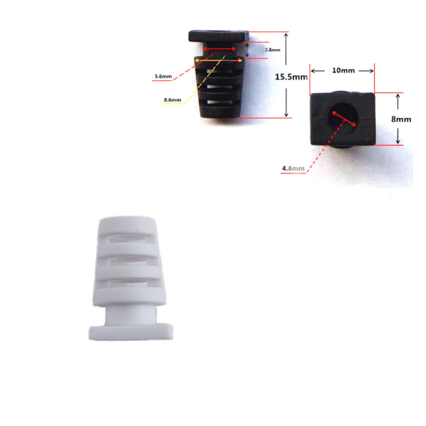 10 st 4,6/5,2/6 mm kabelgenomföringskontakt Gummi Strain Relief Co White 4.6mm