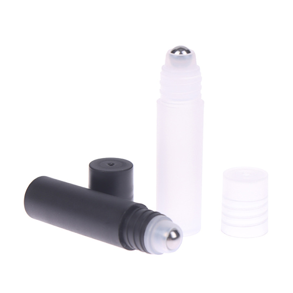5ml plast Roll-on parfymflaskor Rostfritt stål Roller ball White