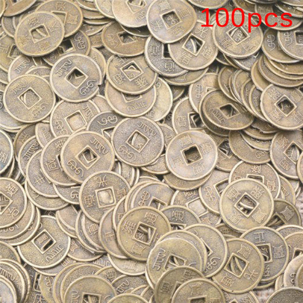 100 st Mini 10 Mm Feng Shui Lucky Coins Zinklegering Qing Dynas