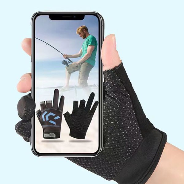 Fiskehandskar Half Finger Anti-slip Andas Hög Elastic Me green