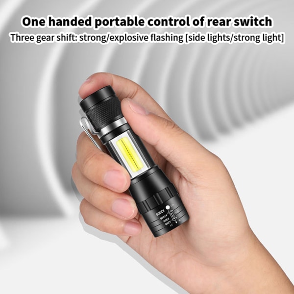 Mini Torch Ficklampa Bärbar USB Laddningsbank Ficklampa Cam black 513+USB