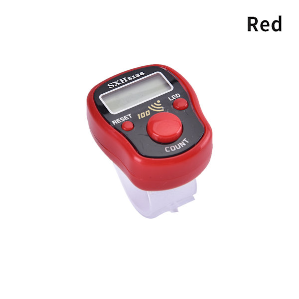 Stitch Marker Rad Hand Tally Finger Counter LCD Electric Digita Red