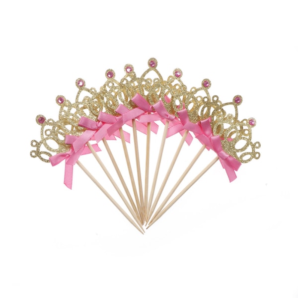 10st/ set Pretty Princess Crown Cake Topper Bröllopsfödelsedag Ba Gold