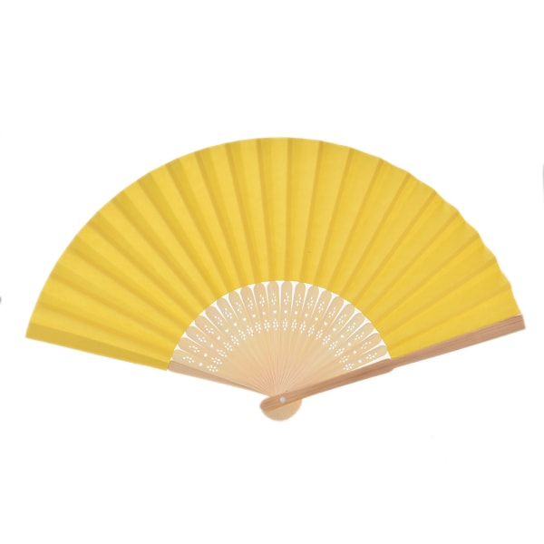 Folding Bamboo Fan Retro Hand Paper Fans Bröllopsdansdekor Yellow