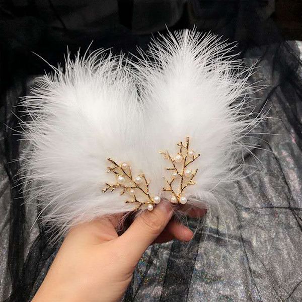 2st Fairy White Feather Hårklämma Huvudbonad Bröllop För Feathe P3