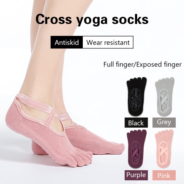 Pu-sockor Professionella femfingerstrumpor Hoppande antisladdstrumpor grey Full Finger