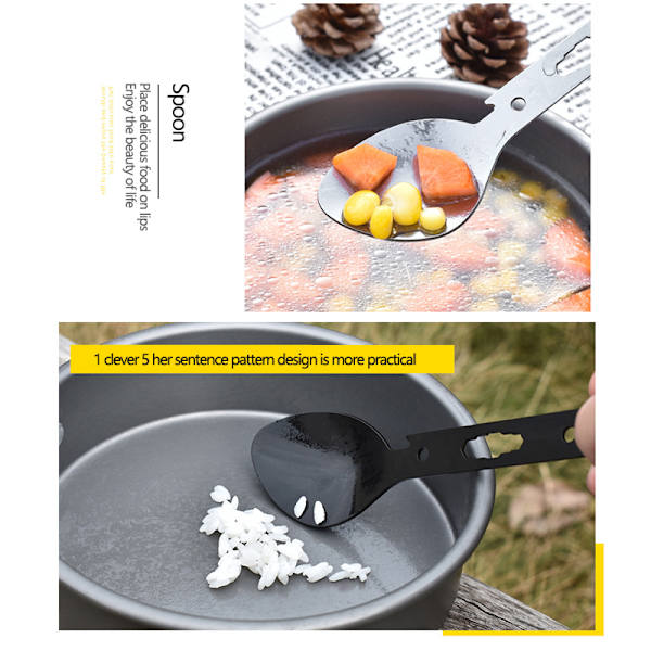Bordsbestick Sked Multi Tool Burköppnare Bestick Bärbar flaska black