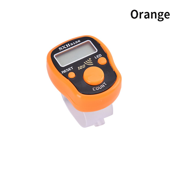 Stitch Marker Rad Hand Tally Finger Counter LCD Electric Digita Orange