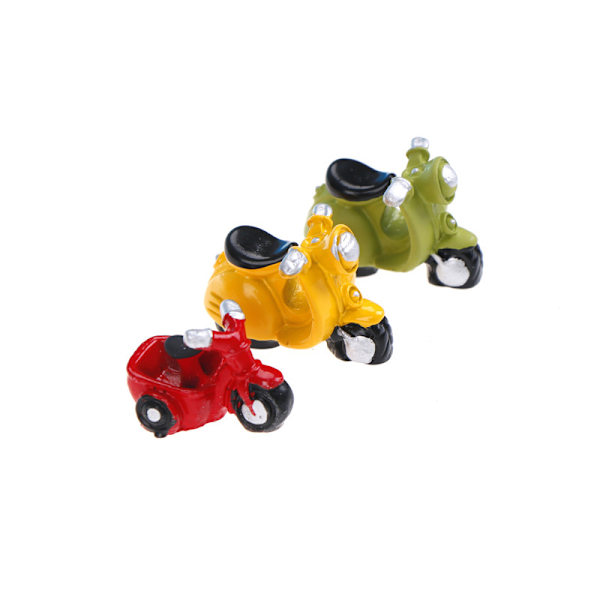 Dollhouse Miniature Trehjuling Motorcykel Micro Landscape Fairy G Yellow