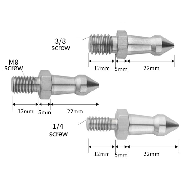 Stativ Spike 1/4 3/8 M8 tums kamera Monopod Fötter Skruv Fast Ac 3/8