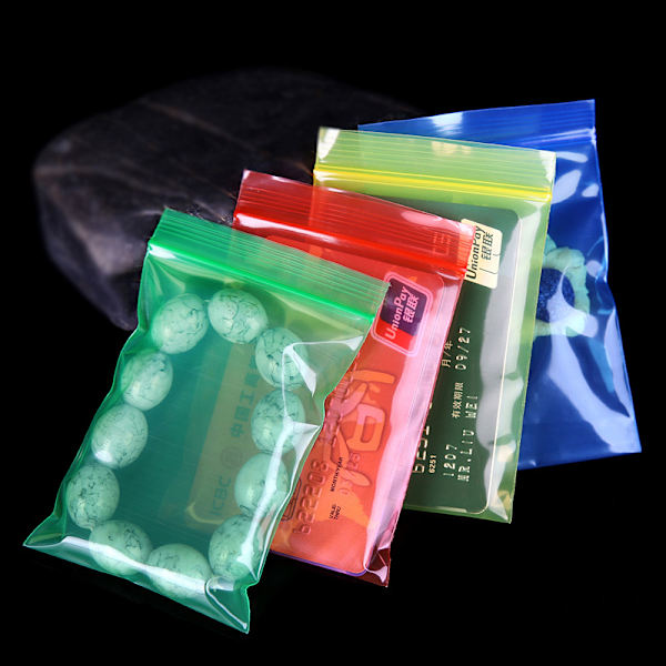 100 st Tjock färg Liten Ziplock Bag Seal Pocket Smycken Mini H Red