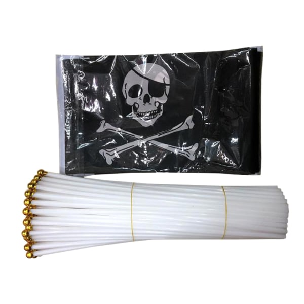 10 st Skull and Cross Crossbones Jolly Roger Pirates Hand Flag