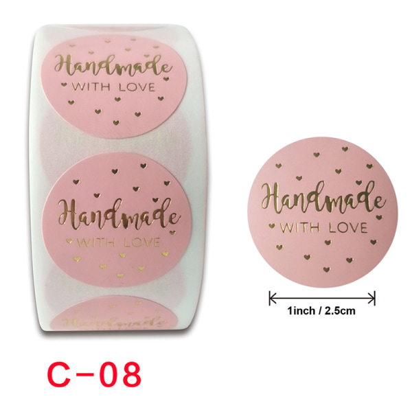 500 st Rosa Tack för din beställning Sticker Kraft Labels Stick A