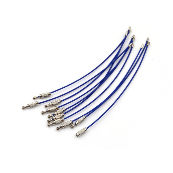 10 st rostfritt stål flygplan kabel tråd nyckelring ring vridning Blue
