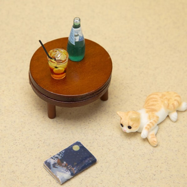 1:12 Dockhus Miniatyr Runt Te Soffbord Avslutsbord m/matt