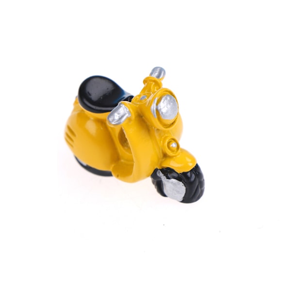 Dollhouse Miniature Trehjuling Motorcykel Micro Landscape Fairy G Yellow