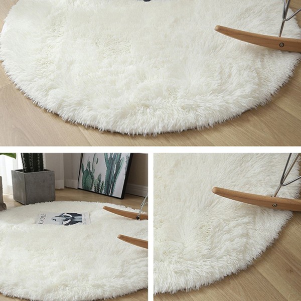 Fluffig Ullmatta Vardagsmattor Fuskpäls Rund Matta Barnro White 40*40cm