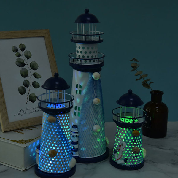 Ocean Flash Lighthouse Fisknät Sjöstjärna Shell Metal Beacon 14CM