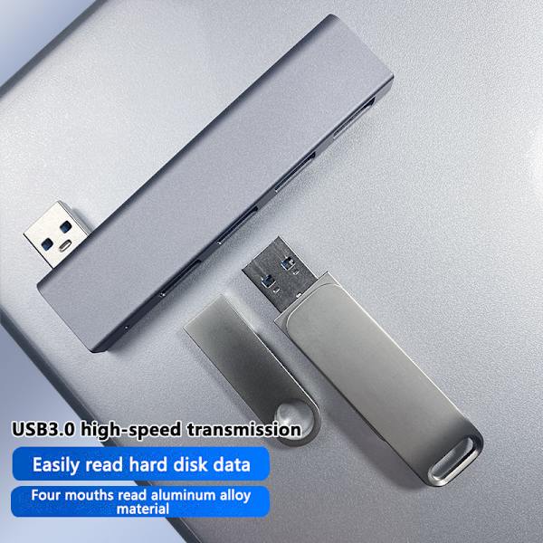 USB3.0 Hub 4 Portar Förlängd Plug Slim Portable USB Splitter Lap
