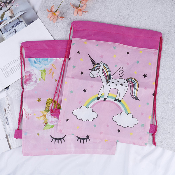 Unicorn Non-woven Bag Ryggsäck Barn Rese Skolväska Dekor Dra A