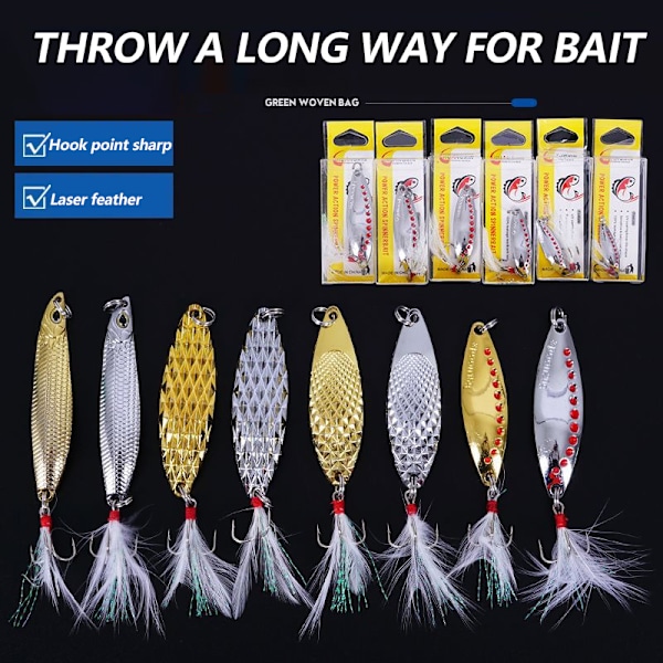 Luya Långräckt Paljettbete 3-20G Med Krokfjäder Cocker Mou silvery Leech Sequins 10g