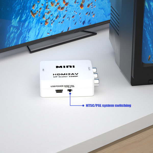 HDMI till RCA-omvandlare AV/CVSB L/R Videobox HD 1080P AV2HDMI White