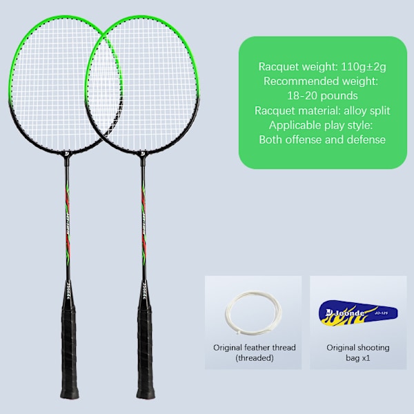 Badmintonracket set med 2 familjebarn matchträningslek för vuxna roseo Two