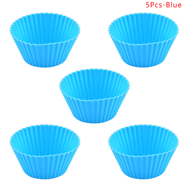 5st Rund Form Cupcake Muffinskopp Bakning Cookies Ägg 5Pcs-Blue
