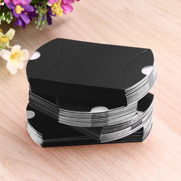 50 st/lot Presentpåse Kraft Presentpåse Julkudde Form P Black 50PCS
