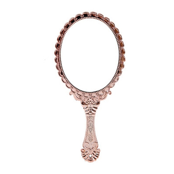 Vintage snidad handhållen sminkspegel handspegel Rose Gold