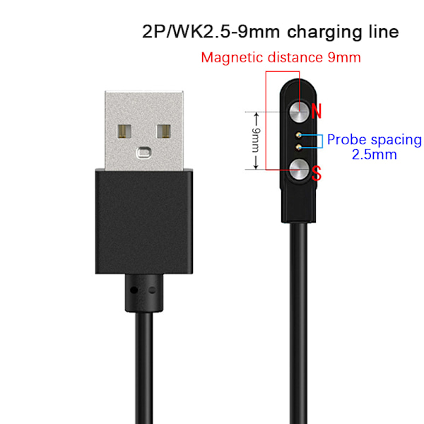 2-stifts stark magnetisk laddningskabel USB laddkabel A2