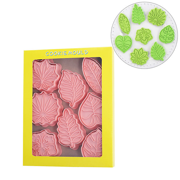 8 st Blad Cookie ter Biscuit Form Press Stämpel Fondant Cake M