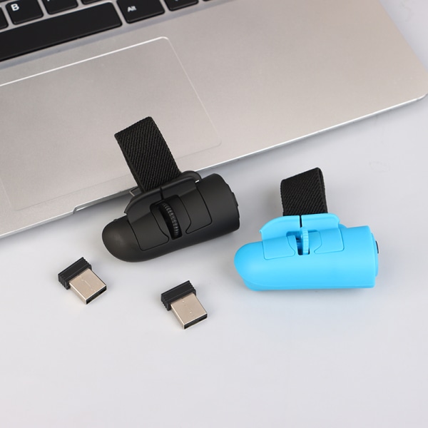 2,4 GHz USB Trådlös Finger Rings Mini Mus 1600Dpi för Noteboo Blue