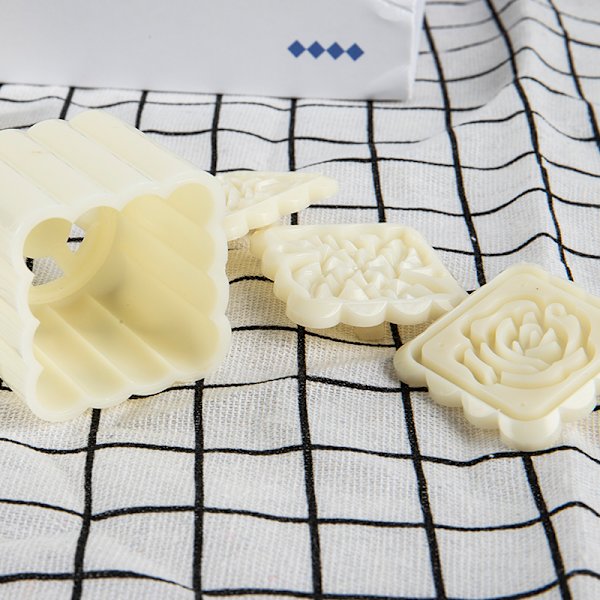 1Set Flower Mooncake Form Festival DIY Hand Pressure Fondant Pa B