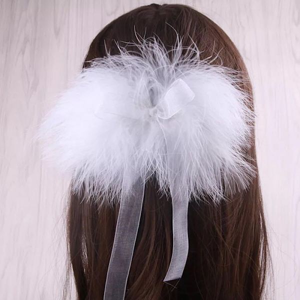 2st Fairy White Feather Hårklämma Huvudbonad Bröllop För Feathe P3