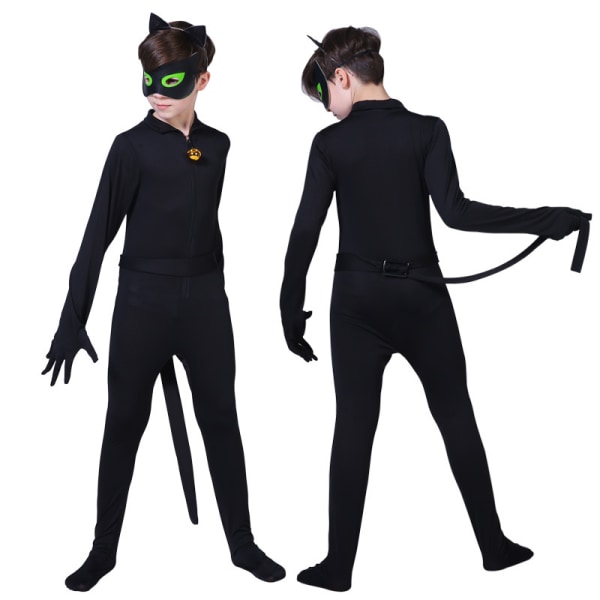 Cosplay Cat Noir Barn Body Black Cat Halloween Set Kids Da black L