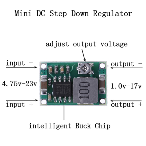 3A Mini DC-DC step down omvandlare voltregulator 5V-23V till 3,3V