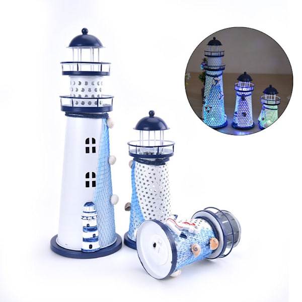 Ocean Flash Lighthouse Fisknät Sjöstjärna Shell Metal Beacon 14CM