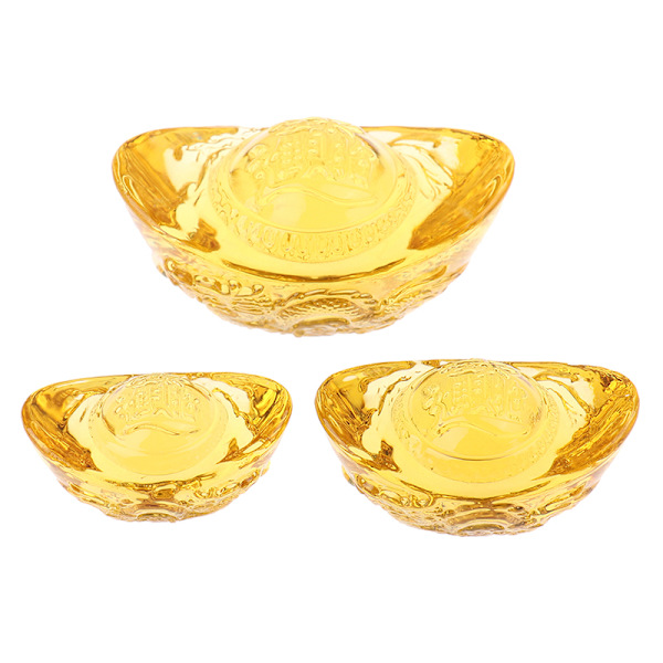 Feng Shui Yuan Bao Dragon Pattern Ingot Lucky Blessing Hem Eller 8cm