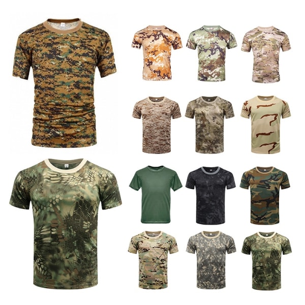 Kamouflage kortärmad sport T-shirt Outdoor Fitness Tactica ACU L