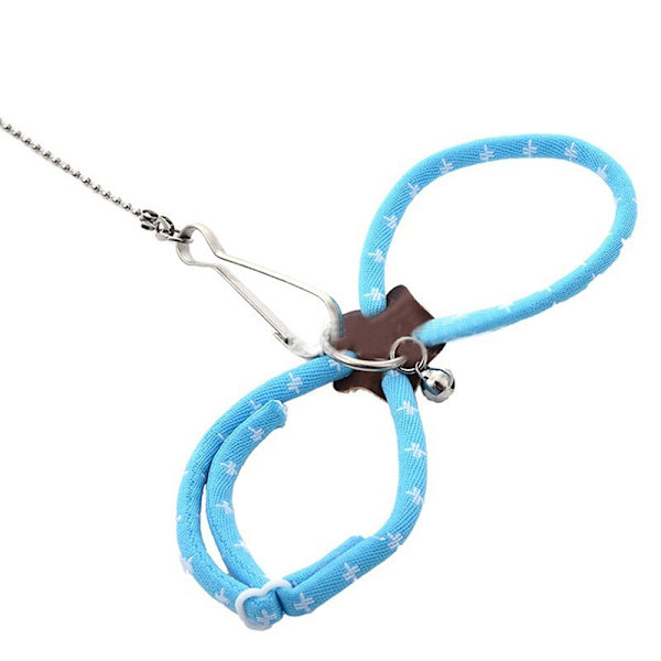 Justerbar små husdjur hamster koppel sele Set med klockor Ferre Light blue