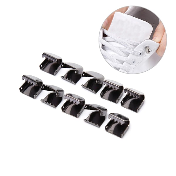1 par skosnöre Spänne Tieless Lace No Need Tie Skosnören Lazy S Black 8mm