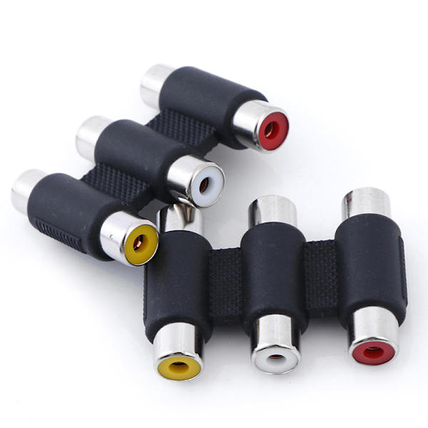 1PC 3 RCA AV o video hona till hona jack adapter 3RCA