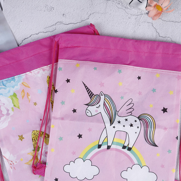 Unicorn Non-woven Bag Ryggsäck Barn Rese Skolväska Dekor Dra A