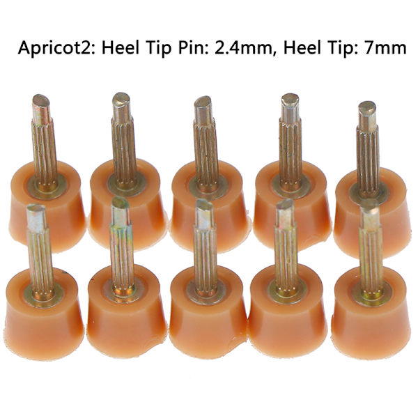 10st Hälreparationsspetsar Pins Skor tips Kranar Dowel Lifts Byt ut Apricot Heel Tip Pin: 2.4mm, Heel Tip: 7mm