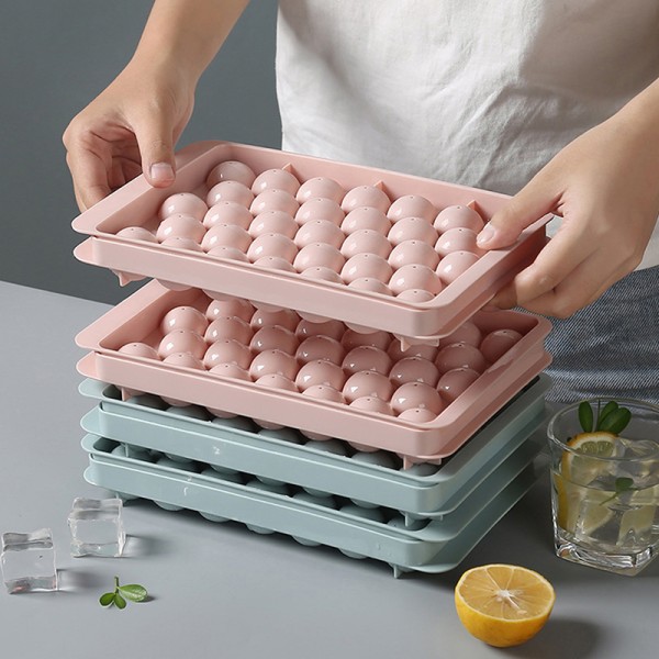 Ice Cube-bricka Runda kuber Plast Ice Cube Maker form med lock C